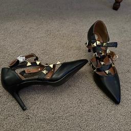 Black dame rosé studded high heels ladies shoes very classy