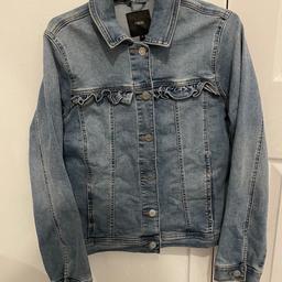 Ladies denim jacket with frill detailing from next, perfect condition, size 16💗