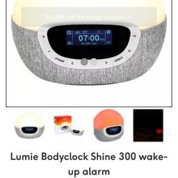Still retails for 149 pounds in boots. Emulates real light. Premium top of the range Lumie product. Has an fm radio, sunrise AND sunset functions.
Never been used.