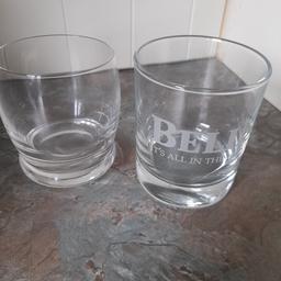 Whisky Glasses BNWOT. One is a Bell's branded glass, one is plain with bevelled base. Stand 3.5 inches high x 3 inches wide at top. Always been on display in a cocktail cabinet, never used. From smoke and pet free home. Check out my other items, happy to combine postage for multiple purchases or collection from DL5 Thanks for looking.