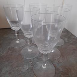 Set 6 Vintage Quality Sherry/Port Glasses. Real quality very fine glass. Decorative detailing at top of stem/base of glass. From early 60s era but been on display in a cocktail cabinet for most of their lives hardly ever used hence the fabulous condition considering age. Stand 5 inches high x 2 inches at top. From smoke and pet free home. Check out my other items. Happy to combine postage for multiple purchases when possible or collection from DL5 Thanks for looking.