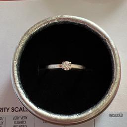 Lovely 18 carat white gold ring with natural diamond 0.22 carat / come with diamond card / full hallmark, size L/ M used few times / so some light scratches on the metral / diamond it’s still in perfect condition/ no cracks / no scratches/ collection only