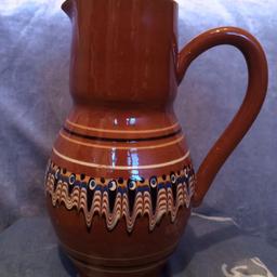 Vintage Troyan Bulgarian Pottery Terracotta Pitcher Drip Glazed 1970’s VGC. Condition used. In excellent immaculate condition. Measurements; height 9” inches, mid 7” inches, rim 3.3” inches, base 2.9” inches. Please view my listing for more vintage jug, vases, other home and kitchen decorative display items.