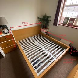 This is a IKEA KORVA bed. 
The mattress dimensions are L200 x W160
Bed dimensions on the photo. 
COLLECTION ONLY
CASH ON COLLECTION

Thank you