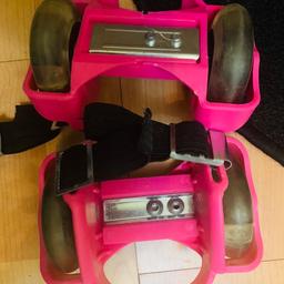 Clip on to a child’s shoe to make skates from own shoes.