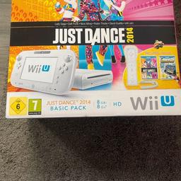 Biete Nintendo Wii U mit Just dance spiel Controller Nunchuck mit kompletten Zubehör wie auf dem Foto abgebildet ist Orginalverpackt top Zustand für 100 € festpreis