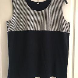 Brand new ladies sleeveless round necked top
Size: UK 20
Colour: navy blue
Material:100% cotton
Although this top does not have any labels it is brand new