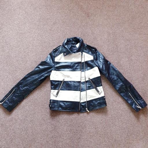 Buy & Sell Surrey Spelthorne - Photos for Karen Millen Leather Mono Stripe Biker Jacket