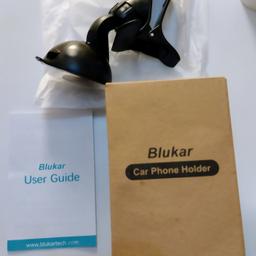 Blukar Brand.

In excellent condition, only used a few times. Comes with an instruction booklet and box.

* Universal Car Phone holder 

* Windshield Suction mount

* 360° Rotation

Collection DY2