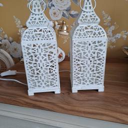 BEAUTIFUL SHABBY CHIC LANTERN TABLE LAMPS PURCHASED FROM DUN ELM AT £18 EACH RECENTLY SO LIKE NEW FULLY WORKING ORDER BULBS NOT INCLUDED COLLECTION ONLY