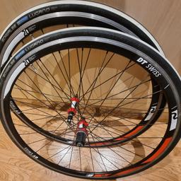 DT Swiss CSW RA 2.0 Wheelset Size 26".
Condition is Used but like New.

Wheels-Size 26 Etrto 622x14
Speed road 11
Tyres-Schwalbe Lugano Active Line K-Guard 23-622 (700x23c) HS 384
Max tire pressure 9bar

x2 wheels (front&back)
x2 tyres
x2 inner tubes