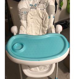 Highchair is ready to use. Used but in good condition. Cleaned.
Collection or can deliver locally or the nearest cities villages for an extra £.

Suitable From 6 Months Or When Baby Can Sit Independently
• Practical And Easy To Use High Low Highchair
• Removable And Washable Double "Meal Time Tray"
• Main Tray Has Three Lockable Positions To Give More Space As The Child Grows
• Reclining Seat For Snoozy Babies
• Fully Padded Seat With Practical Wipe Clean Vinyl
• Easy To Fold And Store Away
• Handy Practical Storage Basket
• Footrest
• Hygienic Eating Experience
• Several Height Adjustments To Accommodate Various Table Height.
