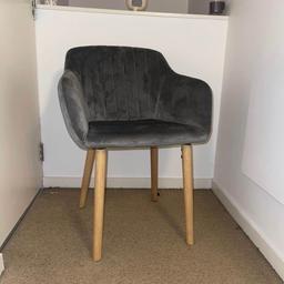 4 Crushed velvet fabric dining chairs with wooden legs available, £80 each on Jysk.co.uk, looking for £60 for two, very minor marks that aren’t noticeable as you can see on the picture, grab yourself a bargain, collection from SK5 or I can drop off for an extra fee depending on where you’re based

Size assembled - Width: 59 cm, Height: 82 cm, Depth: 59 cm
Weight - 8kg
Can hold up to £110kg
