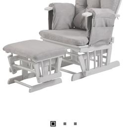 Kub Haywood Reclining Glider Nursing Chair and Footstool, Grey