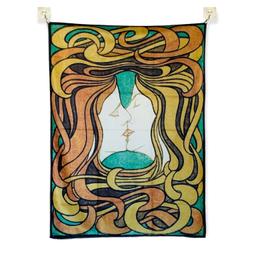 This The Kiss by Peter Behrens Tapestry Wall Hanging, crafted from Premium Quality Soft Brushed Polyester Fabric, is an excellent piece of decor for any room in the house. It is ideal as a Living / Bed / Dorm Room Decor or as Wall Art. Use it to create an impressive spiritual environment around your room / home or give it as a gift.

—> Size: 100x70 cm approx.

—> Colour: Green, Yellow.

—> Weight: 105 gm approx.

—> Material: 100 % Brushed Polyester Fabric. Blankety Soft & Lightweight.

—> Thickness of Material: 160 gsm.

—> Usage: Wall Hanging Tapestry, Vintage German Sculpture Painting, Art Lovers Deco, Yoga / Meditation Backdrop, Home Uni Room Dorm Decoration, Art Nouveau Holiday Decor, Arty Background Cloth, Famous Paintings, Romanticism Flag, Functionalism Banner.
