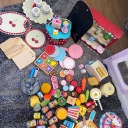 Huge bundle
Kitchen (does have some pen marks) 
Lots of food and accessories mainly wooden but have added some plastic bits too lots there.