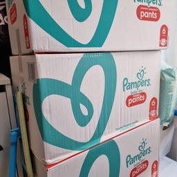 i have 3 boxes of 116 inside pampers pants 1 pack of 58    £10 for the box  £6 for the pack