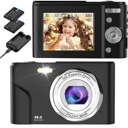 Digital Camera, Autofocus Vlogging Camera FHD 1080P 48MP with 16X Digital Zoom, Compact Camera Portable Mini Camera for Teens,Kids,Adult,Beginners（Black）