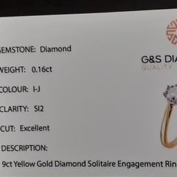 Ring 375 Gelbgold mit echtem 9ct Solitaire Diamant
Echtschmuck
100%ige Neuware, aus Geschäftsauflösung günstig abzugeben
Größe: 18,6mm Innendurchmesser
gestempelt mit: 375 und
punziert mit: G&S
mit Original-Zertifikat und kleiner Ringschatulle von G&S Diamonds
Abholung oder sicherer Versand jederzeit möglich
Preis: vhb