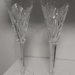 2 millinium Waterford crystal toasting flutes, as new, no chips or scratches, been in display cabinet and not used….no box but have bubble protection for collection,,…approx 9 inch high……smoke free home…..mornings only collection…. Cash only….£75 ovno….. thanks….Reduced to bargain £50/the pair…will consider sending £10 to safely wrap and box and postage ….