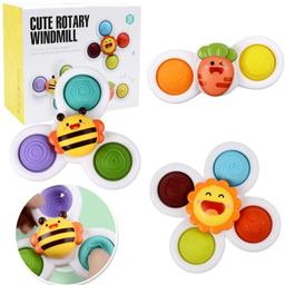3Pcs Suction Cup Spinner Toys, Baby Suction Cup Spinning Top Toys, Spinning Top Sensory Toys with Rotating Suction Cup, Baby Bath Toy, Safe Interesting Table Sucker Gameplay Early Baby Toys & Gifts