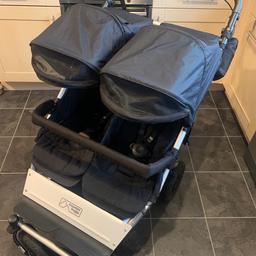 Mountain Buggy Duet V3 Twin Pushchair
Carrycot Plus
Parent facing seat
Raincover
Drink holder
Suitable from birth
Handbag hook

In fantastic condition. Bought two years ago from Online 4 Baby, still retailing for £699 just for the buggy.
We bought the accessories separately & noticed one of the clips has slight damage for the forward facing seat/carry cot so never used this as didn’t get around to sending it back/replaced.
A new clip can be purchased cheap enough.
More info can be found on the online4baby website.

Collection only, B77