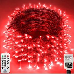 Heceltt Christmas Lights Outdoor Decorations, Extra Long 120m 1000LED Mains Powered Fairy Lights, Outside Waterproof Plug in String Lights for Xmas Festival Party Holiday Wedding Decor(Red)