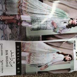 brand new ladies unstitched 4 peice material- front and back of kameez,trousers and Dupatta.
main colour is Green .