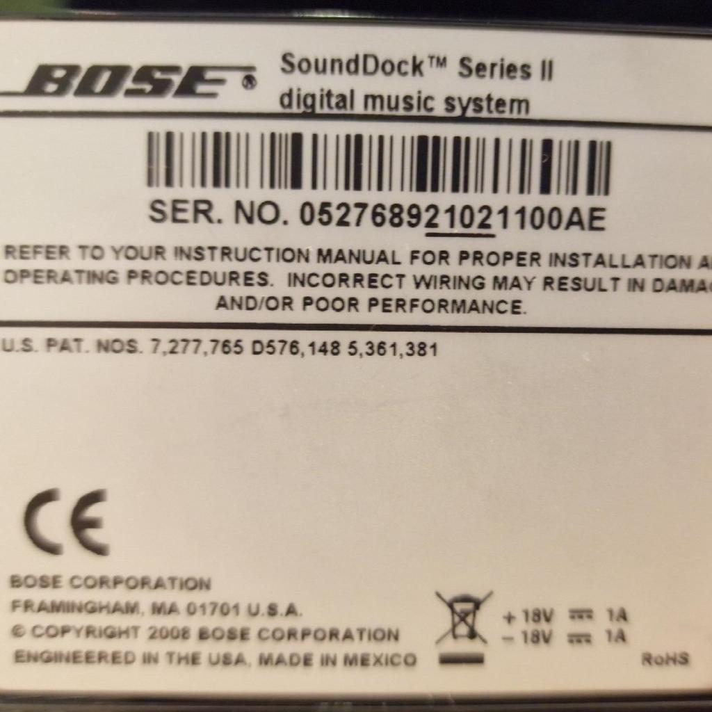 Verkaufe eine Bose Sound Dock Series 2 mit Stromkabel das Gerät ist natürlich voll funktionsfähig und hat keine Gebrauchsspuren.

Privatverkauf: daher keine Gewährleistung oder Rücknahme. Garantieansprüche, so eine Rechnung beigelegt wird, werden an den Käufer abgetreten.