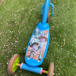 Used kids Toy Story scooter. Suitable for up to 4years old. Three wheel scooter. Pet & smoke free home. Collection only. REDUCED