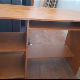 Brown Computer Study Desk Table With Side Shelves

Used condition, chips, scrapes and signs of wear. Side shelves for books etc and printer shelf underneath and pullout keyboard shelf.

Desk measurements approx
(W) 103.5cm
(H) 76cm
(D) 48cm

If interested message me.
