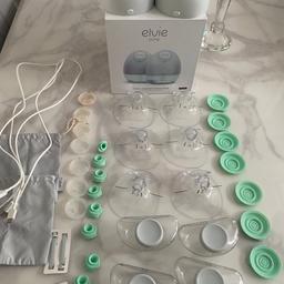 Elvie Breast Pump Hubs × 2
4 Elvie Bottles (50z/150ml, BPA free)
2 Elvie Pump Shield (24mm)
2 Elvie Pump Shield (28mm)
2 Elvie pump shield (21mm) bought separately
7 Spouts
8 Seals
8 Valves
4 Storage Lids
4 Bra Adjusters
2 USB Charging Cable
2 Carry Bags
Instructions for User
All working and in good condition lots of spare
parts some not been used