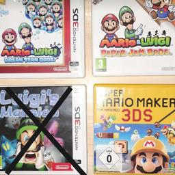Hallo.

Mein Sohn möchte ein paar seiner Spiele für den Nintendo 2ds/3ds abgeben:

Mario & Luigi Paper Jam Bros 15,--
Super Mario Maker 10,--
Mario & Luigi Dream Team Bros 15,--

Versand nur innerhalb Österreich  (Euro 4,90) 
Bei Interesse einfach melden 🙂