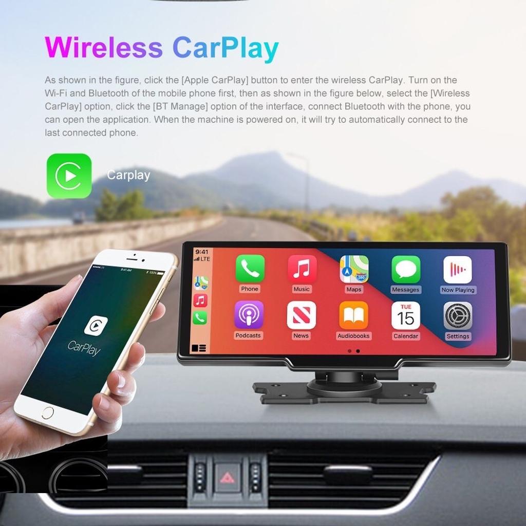 This Model Now Supports Screen Mirroring!!
Wireless apple carplay and android auto. You don't need to use a data cable. You just need to turn on Bluetooth and WiFi to connect, and Carplay will automatically connect next time. You can use voice control Carplay to play music, navigate, view text messages, etc. (iPhone only).

Package included：
Colour Weatherproof Backup Camera
9-Inch Smart Screen Player
Universal Mount
Camera Power Cable
Screw Kit for Camera Installation
User Manual
32G TF Card
Cigarette lighter plug 
AUX cable

Any questions please ask. Can be collected either in E6/E14 London. Will be shipped royal mail special delivery. Payment by bank transfer upon collection thanks
If installation is required can be done for a small charge