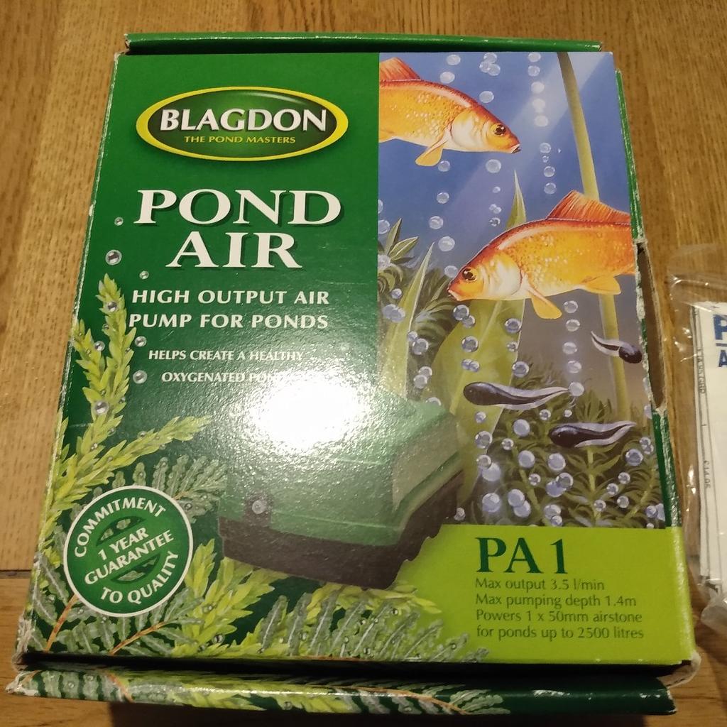 Blagdon pond air pump system PA1 with instructions, box, and accessories
