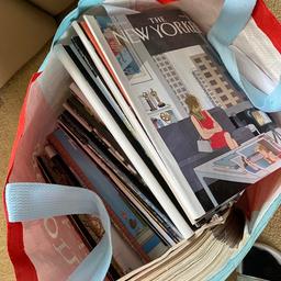 A bag full of New Yorker Magazines