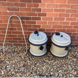 Very good condition 40lt water butts and handle, can deliver locally.