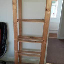 5 shelf used wooden storage unit x 2 in good condition,1.7m H by 0.6m W by 0.3m D