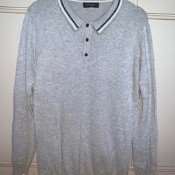Soft, fine, Nate polo shirt
River Island age 11 /12 years 
Long sleeve with white tipping at cuff
Colour with black and white tipping 
Silver, three buttons at front opening 
Hardly worn. Excellent condition. 
Pet and smoke free home