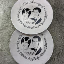prince Charles and lady Diana wedding anniversary plates dated 27-03-81 on the plates and they are silver as well ×2