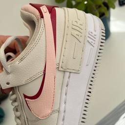 Cream/white/red/pink Nike air force trainers
Hardly worn so fab condition