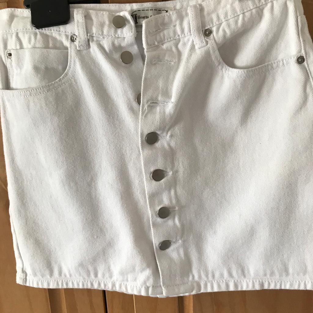 White mini denim skirt puo
