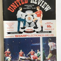 Official match day programme - Manchester United v Luton Town, 25th March,1989 in very good condition. Postage available to any location in the world from trusted seller - selling successfully online since 2011. Please contact with any queries. All questions answered and offers considered.