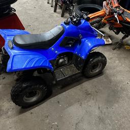 110cc quad bike , good condition , been stood over a year so will need new battery , can be shown running . Front and rear lights , electric start