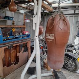 Pro box original leather heavy duty boxing bag plus two small ones includes century heavy duty frame all leather is fantastic seams solid and sealed buyer must dismantle and collection only