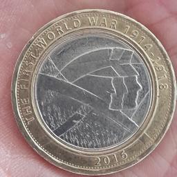 Highly Collectible £2 Coin
"The First World War"

The so called ‘Pals Battalions’ are honoured on this WW1 commemorative £2 coin. This reverse of this coin was designed by Tim Sharp and marks a poignant moment in military history

Edge Inscription: "FOR KING AND COUNTRY"

Postage possible at buyer's expense with payment by PayPal please so buyer protection will apply 