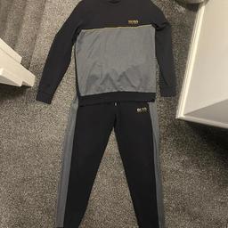 Navy and Gold Boss Tracksuit, Size Medium. In Excellent condition collection only.
