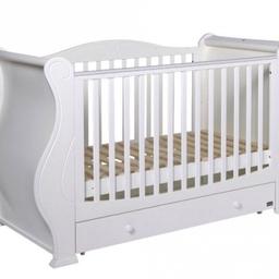 Designed with a timeless look and feel, the Lucas sleigh cot bed in crisp white is made from solid wood and is designed to grow with your little one, easily converting into a toddler bed or sofa. The cot bed also features an integral drawer for storing your baby essentials.

Suitable for

Suitable from birth to 4 years

How to use

3 mattress height positions for use from birth to 2 years, then convert to a Junior Bed or Sofa/Day Bed for use from 2 to 4 years

Very good condition as hardly used and includes mattress

Cost over £500 Including matttress