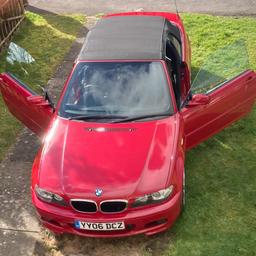 Private Sale my BMW 318CI M Sport, 2.0 litre petrol engine with 147 hbp, five speed manual gearbox,first registered on 30/03/2006 in original condition. The car has only covered 81,600 miles, Imola red colour,gray alcantara/fabric, black hood all in very good condition, electric memory seats, cruise control, CD player and rear parking sensors. Two keys + valet key, unfortunately key fobs do not work.
Good service history, timing chain replaced 5,000 miles ago, wheels newly refurbished, front lower suspension wishbone control arms replaced last year, last serviced 31/03/23 which included oil, filter and coolant change, MOT valid until 11/04/24.