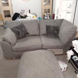 grey two seater sofa and large puff was part of corner sweet brought to tide me over this is FREE to collect